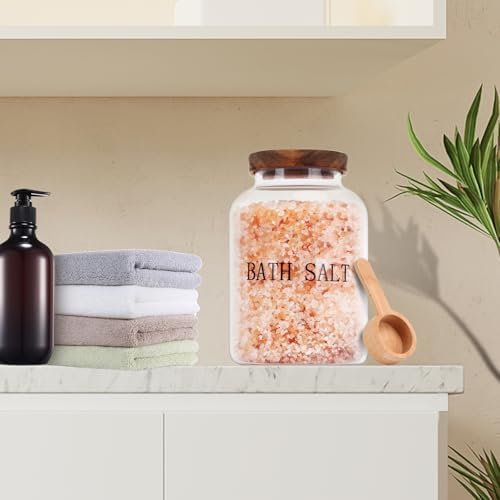 BKYFPQ 2Pcs 74 oz Bath Salt Container with Wooden Lid and Scoop - Image 6