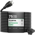 PLUGTUL Extension Cord 75 FT | 16/3 Outdoor Extension Cord Waterproof, Heavy Duty 3 Prong Extension Cord Black, 13A 1625W SJTW, ETL Listed, Great for Garden and Home by PLUGTUL