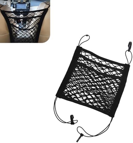 3-Layer Car Mesh Organizer, Front Seat Back Net Bag, Stretchable Kid Dog Car Net Barrier Pet Divider Storage, Universal Hanging Storage Netting Pouch for Most Auto, Sedan, SUV by Unknown