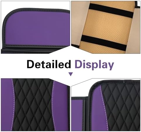 Car Center Console Cover, Patchwork Leather Center Console Covers for Cars, Waterproof Comfortable Car Armrest Seat Box Cover Protector, with 2 Side Storage Bag, Universal for Cars (Purple) - Image 3