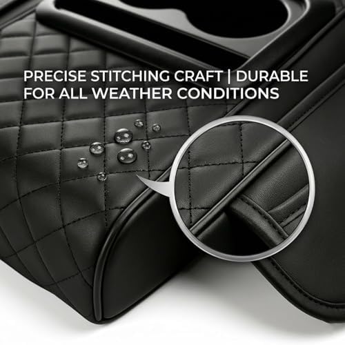 Car Center Console Armrest Pillow, Memory Foam 5 in 1 Armrest Cushion with Tissue Box Holder, Cup Holder Phone Slot & Storage Bags, Universal Middle Console Cover Interior Car Accessories (Gray) - Image 3
