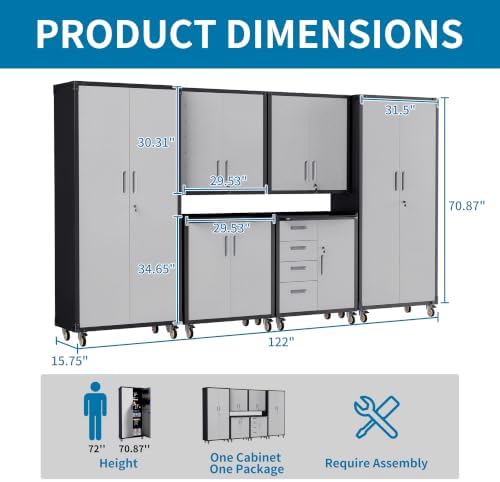 6-Piece Garage Storage Cabinets System Heavy Duty Workshop Set - Image 2