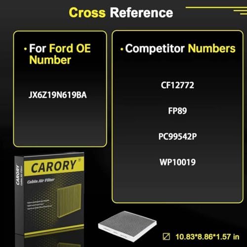 CARORY Cabin Air Filter w/Activated Carbon for Ford Bronco Sport 2021–2024, Escape 2020–2025, Explorer 2020–2025, Mustang Mach-E 2021–2024, Lincoln Aviator 2020–2025, Corsair 2020–2025 and More, CF772 - Image 4