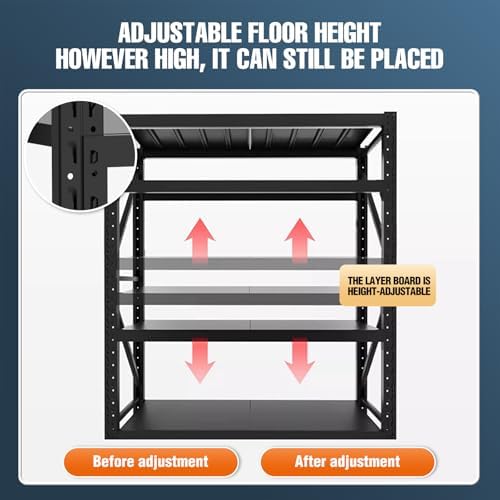 5000LBS Heavy Duty Storage Shelves,Adjustable Metal Garage Shelving Units, Industrial Shelving for Warehouse & Commercial Storage(Black, W78.74*D23.62*H78.74) - Image 4