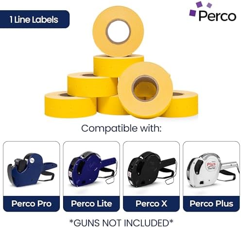 Perco 1 Line Price and Date Guns Yellow Labels - 240 Rolls, 30 Sleeves - Image 2