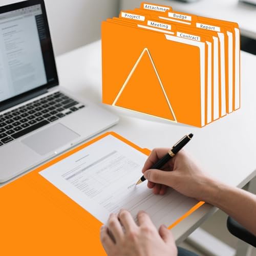 File Folder, HERKKA 30 Pack 1/3 Cut Tab File Folders, File Folders Great for Organizing and Filing, Letter Size, Orange - Image 6