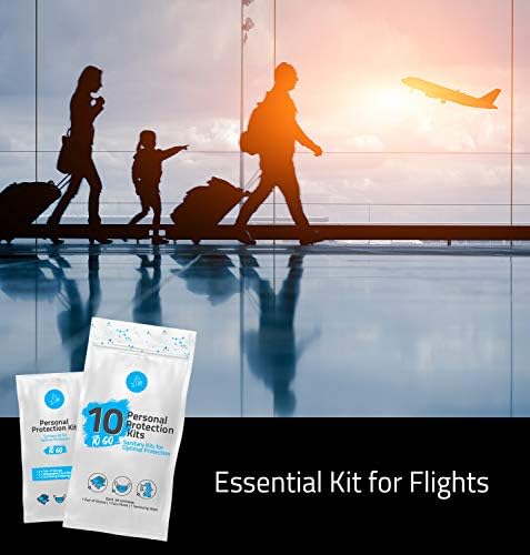 Personal Protection Kits – Mini 3 Item 10 PACK | Convenience on the Go | Individually wrapped pack for travelling | PPE Kit | Plastic Gloves, Hand Cleansing Wipes, Disposable Face Mask (Green) - Image 3