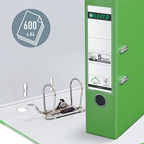 Leitz Lever Arch File, Light Green, A4, 80mm Width, Plastic, 10100050 - Image 3