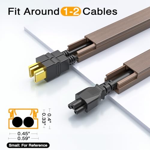Delamu 157in Cord Covers for Wires on Wall, One-Cord Cord Hider, TV Cord Hider for Wall Mounted TV, Wire Hider Wire Covers for Cords on Wall, Cable Raceway for Home & Office, W0.55 H0.4in, Cherrywood - Image 4