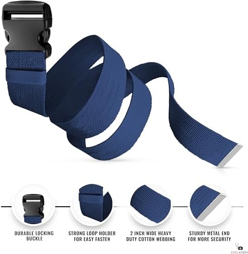 EMS XTRM Gait Belts for Seniors, Belt to Lift Elderly Standing Assist Aid Quick Release Buckle for Caregivers, Nurses, Home Health Aides, Physical Therapists (Plastic Buckle - Navy) - Image 3