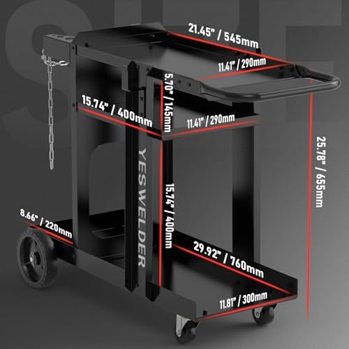 YESWELDER 3-Tier Welding Cart with Extended Platform and Cylinder Storage - Image 2