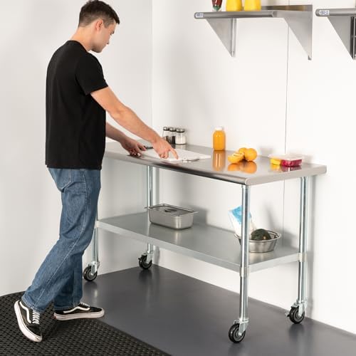 HARDURA Stainless Steel Commercial Table with Wheels 24 x 72 Inches - Image 3