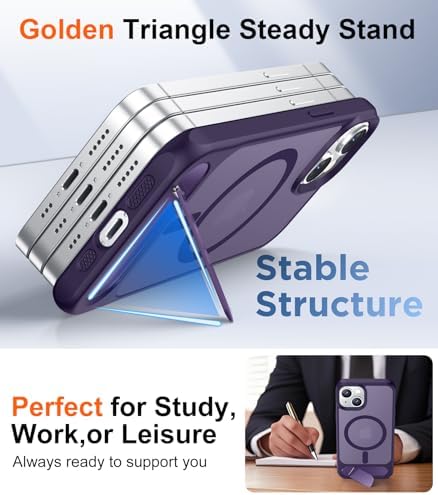 Temdan Magnetic Compatible with iPhone 15 Case, [Built-in Invisible Kickstand][Compatible with MagSafe] [Military Grade Shockproof] Slim Translucent Matte Phone Case for iPhone 15 6.1" - Image 4