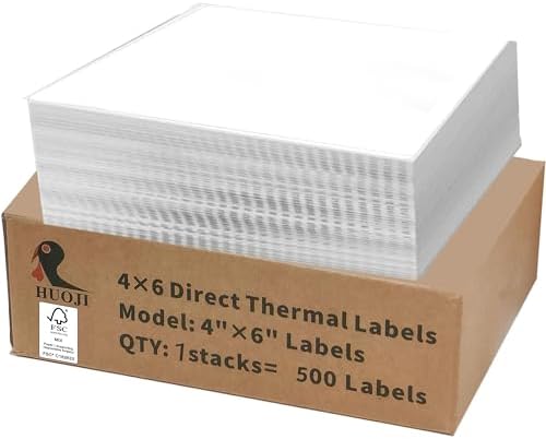 HUOJI 4x6 Thermal Labels, Perforated, 500/Stack, Commercial Grade - Image 3