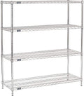 Nexel 18" x 54" x 54", 4 Tier Adjustable Wire Shelving Unit, NSF Listed Commercial Storage Rack, Chrome Finish, leveling feet by Nexel