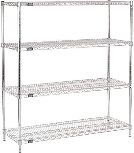 Nexel 18" x 54" x 54", 4 Tier Adjustable Wire Shelving Unit, NSF Listed Commercial Storage Rack, Chrome Finish, leveling feet by Nexel