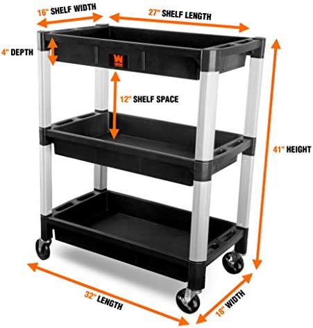 WEN 73163 Three-Tray 300-Pound Capacity Triple Decker Service and Utility Cart - Image 2