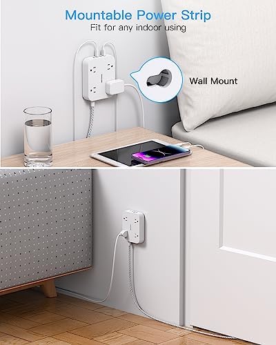 10 Ft Extension Cord, Flat Power Strip with 4 Outlets 4 USB Ports (2 USB C) - Image 6