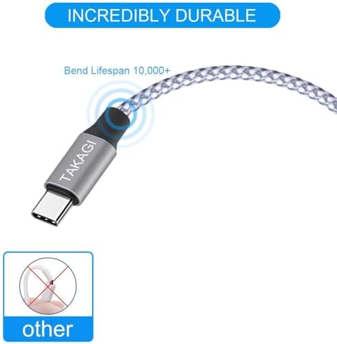 USB C Cable Fast Charging Nylon Braided 3Pack 6ft USB A to Type C Cord - Image 3