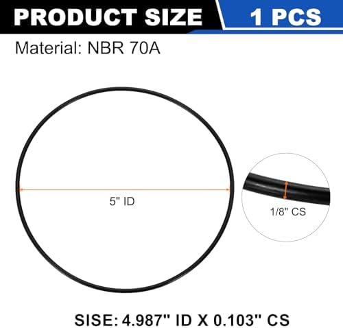 uxcell 1Pcs AS-159 NBR 70A O-Rings 5" ID x 3/32" CS/4.987" ID x 0.103" CS - Image 2