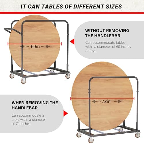 YOHKOH Drywall cart, Heavy-Duty Folding Table & Panel Cart, PU Swivel Wheels, 500 lbs Load,Carry 8-10 Table, for Party, Hotel, Garage, 46.9" W x 31" D x 45.6" H - Image 4
