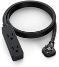 Flat Plug Extension Cord with 3 Outlets - 8Ft Low Profile Indoor 3 Prong Grounded Power Strip for Home Office & Travel - 16 AWG 13A/1625W, Black by LitStar