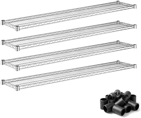 4-Pack Heavy Duty 12"x54" Chrome Wire Shelf, NSF Metal Storage Rack Add-On Shelving Unit by Zedfire
