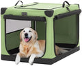 PETSFIT 40" Soft Portable Dog Crate – Patented Spiral Sturdy Frame, Collapsible Travel Kennel for Large Dogs, 3 Mesh Door, Lockable Zippers, Indoor & Car Use Green by Petsfit