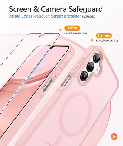 FNTCASE for Galaxy A15 5G Phone Case, Screen Protector, Light Pink - Image 4