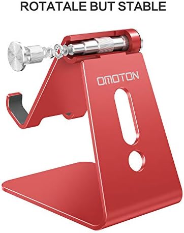 OMOTON C2 Adjustable Aluminum Cell Phone Stand with Charging Cutout, Red - Image 5