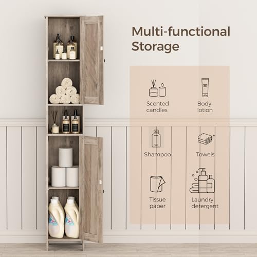 Homleke Tall Bathroom Storage Cabinet with 2 Doors, Slim Bathroom Cabinet - Image 4