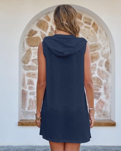 Bsubseach Women Terry Cloth Swim Cover Up Sleeveless Zipper Beach Robe - Image 4
