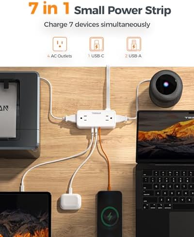 TESSAN Extension Cord 5 FT, Power Strip with 900J Surge Protection, White - Image 3