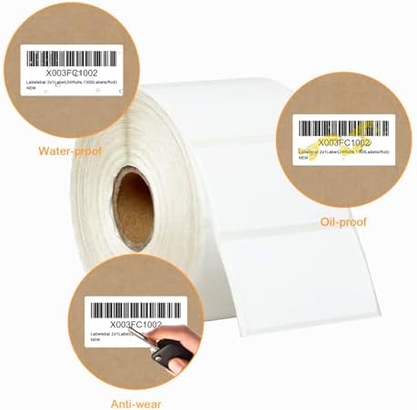 【15600 Labels/12 Rolls】 3-Proof 1" Core Labelebal 2" x 1" Direct Thermal Label (51mm x 25mm) Multipurpose Shipping Address Barcodes Labels Compatible for Zebra & Rollo Desktop Label Printer - Image 6