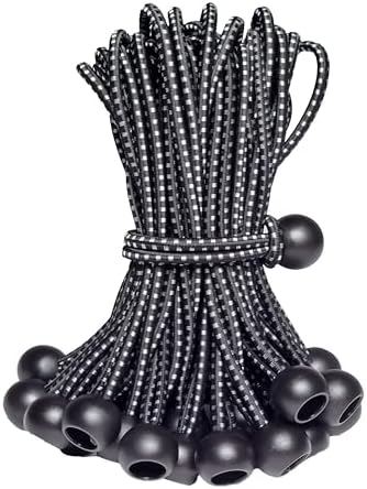 Bungee Cords with Balls 35PCS, 6 Inch Heavy Duty Ball Bungees for Canopy Tarp, Tent, Outdoor, Black Elastic Ties for Secure Hold – No Odor, Durable, UV Resistant (35, BW6) by Kydavoo