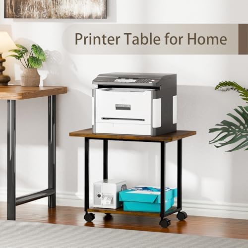MARTY 22"x15.75" Large Printer Stand Under Desk, Rolling Cart Printer Table - Image 2