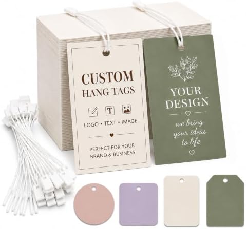 100 PCS Custom Hang Tags, Personalized Tags with Logo Text Image by DSYDSY