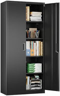 SUXXAN Metal Storage Cabinet with Doors and Shelves, 71" H Locking Steel Garage Cabinet for Home Office Studio Pantry,Tall Tool File Cabinet Black, Assembly Require by SUXXANFurniture