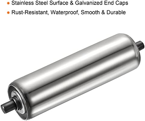 PATIKIL Conveyor Roller 2" Diameter 8" Length, Stainless Steel Gravity Transmission Replacement Part Galvanized End, Silver - Image 3
