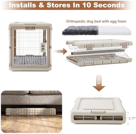 ZOMISIA Collapsible Dog Crate with Bed Mat, 36'' Dog Kennel for Large Dogs - Image 6