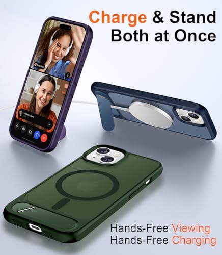 Temdan Magnetic Compatible with iPhone 14 Case/iPhone 13 Case,[Built-in Invisible Kickstand][Compatible with MagSafe][Military Grade Shockproof] Slim Translucent Matte Phone Case for iPhone 14/13 6.1" - Image 3