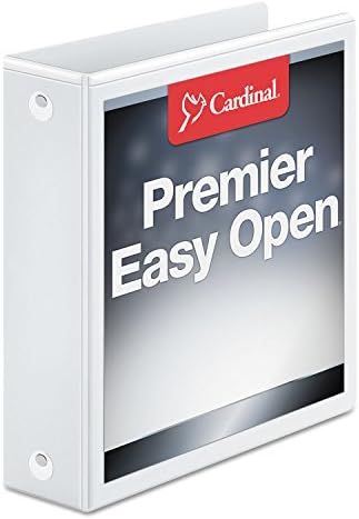 Cardinal 3 Ring Binder, 2 Inch Premier Easy Open Binder, ONE-Touch Locking Round Rings, 425-Sheet Capacity, ClearVue Cover, PVC-Free, White (11120) by TOPSProducts