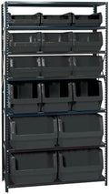 Quantum MSU-16-MIXBK Heavy-Duty Magnum Steel Shelving Storage Rack for Healthcare | (7) Shelves; (4) QMS543 (3) QMS533 (6) QMS532 and (3) QMS531 Black Bins | 42"W x 18"D x 75"H, Gray, Carbon Steel by QuantumStorageSystems