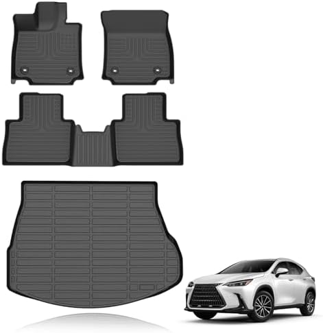 All Weather Car Floor Mats & Cargo Liner Set Fit for Lexus NX 2022-2025 2026 NX250 / NX350 / NX350h / NX450h+ Floor Liners Trunk Liner NX Cargo Mat Accessories Black by VOUKIY