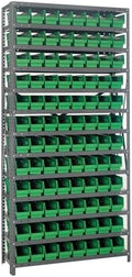 Quantum Storage Systems 1875-103GN Steel Shelving Unit with 4" Shelf Bins, 18" D x 36" W x 75" H, Green by QuantumStorageSystems