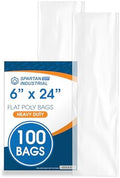 6" X 24" Open-End Flat Poly Bags (100 Count) 2 Mil Clear Plastic by SpartanIndustrial