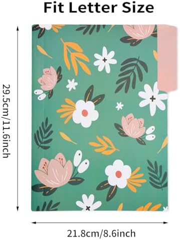 EOOUT 9pcs Decorative File Folders Letter Size, 1/3-Cut Tabs Plastic File Folders for Documents with Colorful Floral Patterns and Erasable Category Labels for Notes Office and School Supplies - Image 3