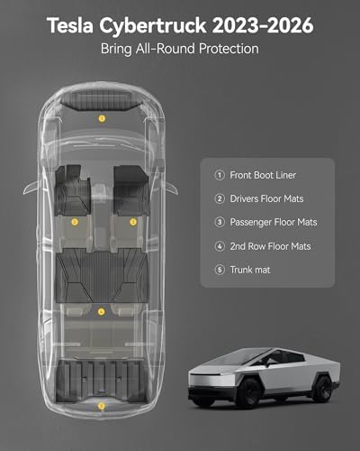 3W Floor Mats Set for Tesla Cybertruck 2023 2024 2025 2026, Frunk Liners - Image 3