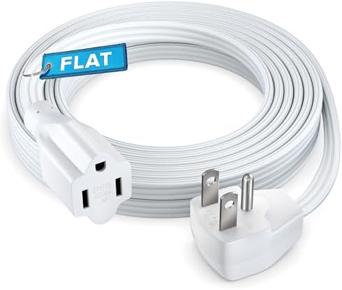 Maximm 12 Ft White 14/3, UL, Flat Plug Extension Cord, 1-Outlet by MaximmCable