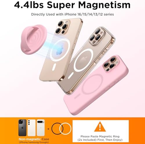 Magnetic Phone Grip for MagSafe, Silicone Ring Grip, Pink - Image 6